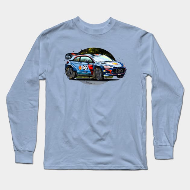 Hyundai i20 WRC - Thierry Neuville Long Sleeve T-Shirt by Mario Ramos Rally Art